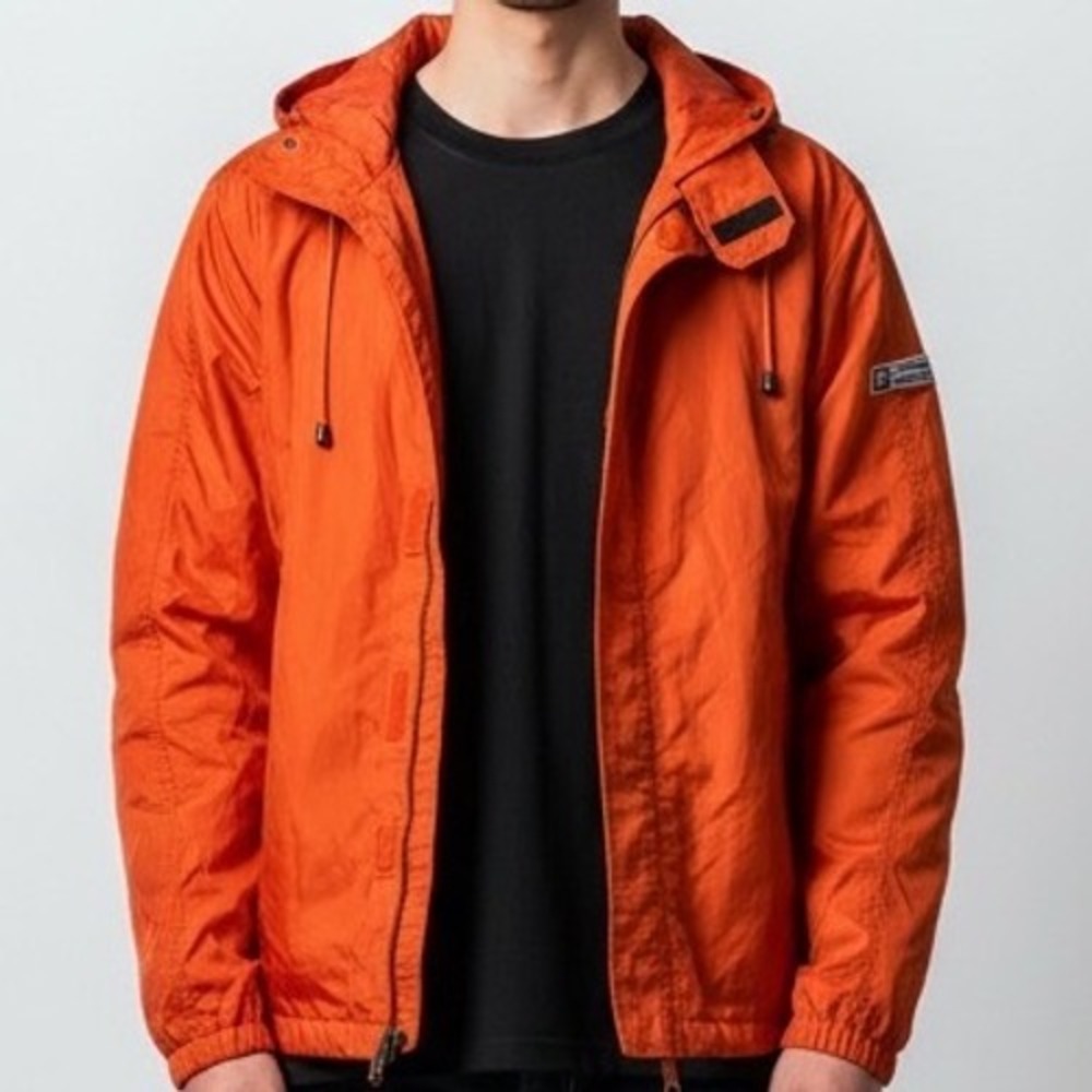 BRITCHES‎ SPORT Orange Hooded windbreaker gorpcore Jacket Mens Size Small
